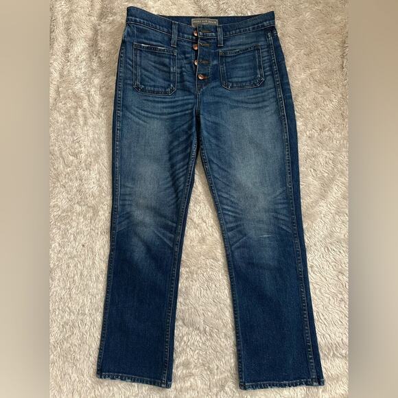 Point Sur Sz 29 Classic Blue Women's Jeans Button Fly Pockets Cropped High Rise - Picture 1 of 7